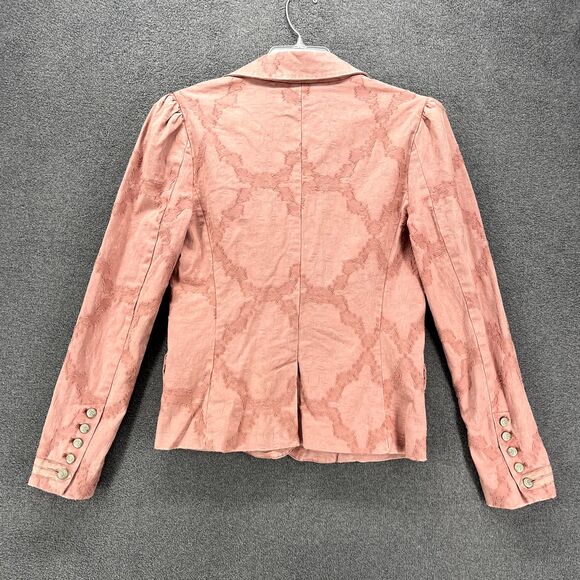 Free People Jacket Womens Small Pink James Jacquard Military Blazer - Picture 2 of 16
